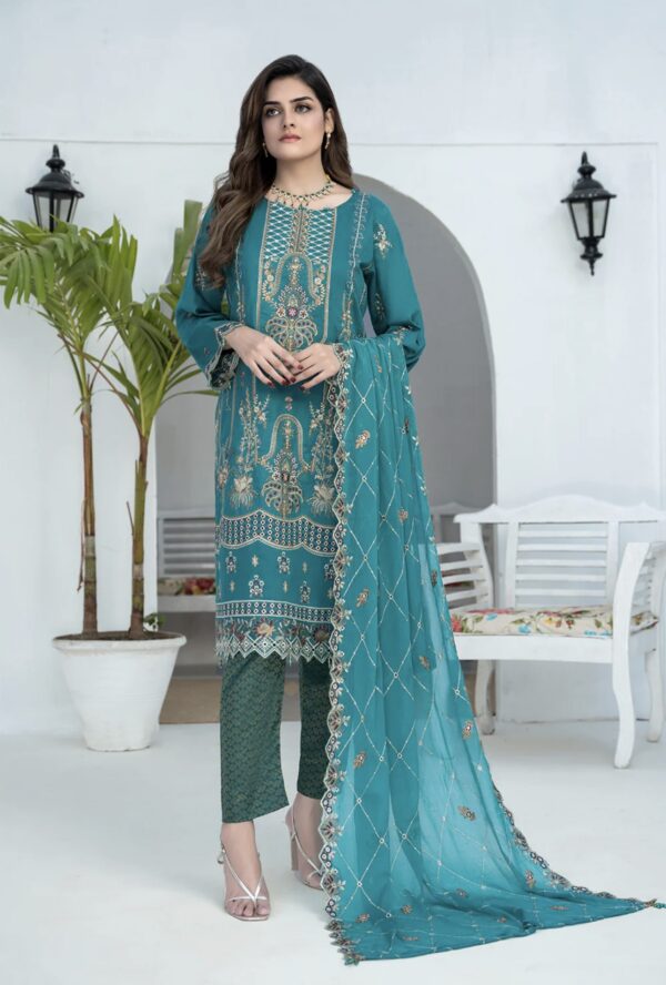 RAABTA UNSTITCHED -3PC COTTON EMBROIDERED